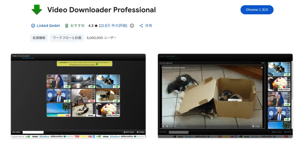 Video Downloader professional（chrome向け）